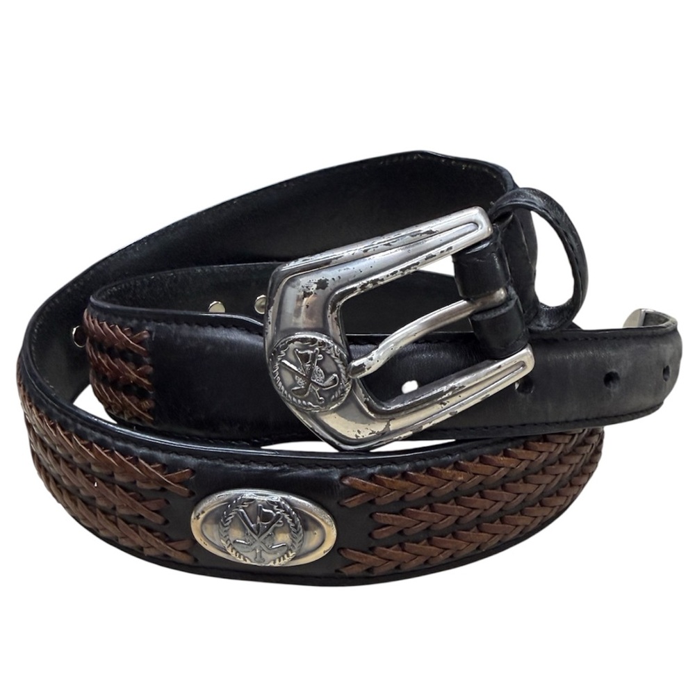 Sentry Black and Brown Braided Leather Golf Belt